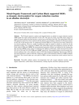 Metal-Organic Framework and Carbon Black Supported Mofs As Dynamic Electrocatalyst for Oxygen Reduction Reaction in an Alkaline Electrolyte
