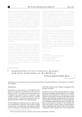 Exploitation of Reef Resources, Grouper and Other Food Fishes in the Maldives by Hassan Shakeel & Hudha Ahmed 1