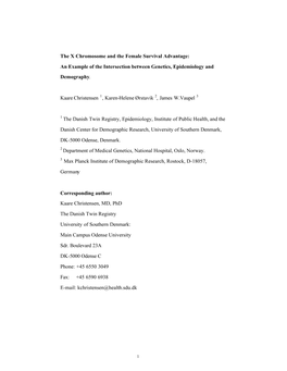 The X Chromosome and the Female Survival Advantage: an Example of the Intersection Between Genetics, Epidemiology and Demography