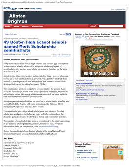 49 Boston High School Seniors Named Merit Scholarship Semifinalists - Allston Brighton - Your Town - Boston.Com