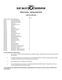 Fall Baseball 2019