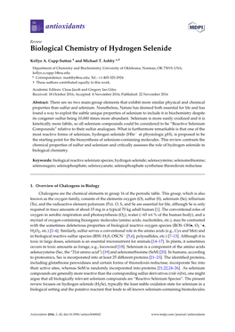 Biological Chemistry of Hydrogen Selenide