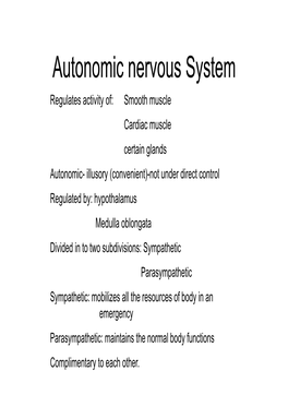 Autonomic Nervous System