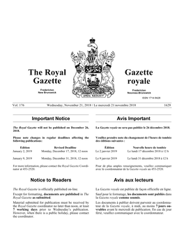 The Royal Gazette / Gazette Royale