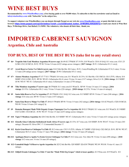 Wine Best Buys Imported Cabernet Sauvignon