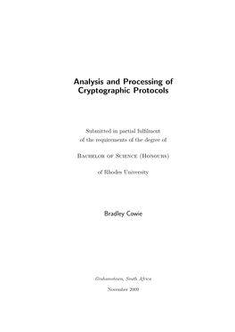 Analysis and Processing of Cryptographic Protocols