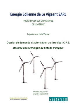 Energie Eolienne De Le Vigeant SARL