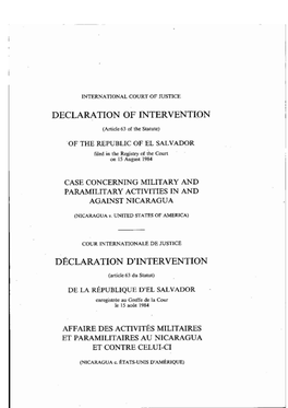 Declamtion of Intervention Déclaration D'intervention