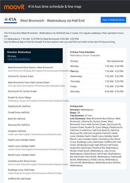 41A Bus Time Schedule & Line Route