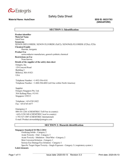 Safety Data Sheet Material Name: Autoclean SDS ID: 00231763 (SINGAPORE)