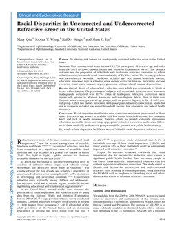 Racial Disparities in Uncorrected and Undercorrected Refractive Error in the United States