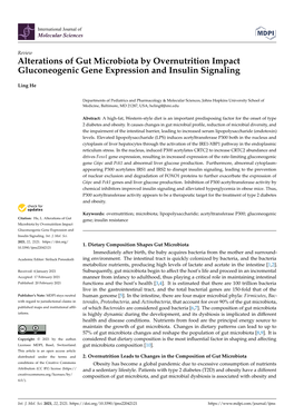 Alterations of Gut Microbiota by Overnutrition Impact Gluconeogenic Gene Expression and Insulin Signaling