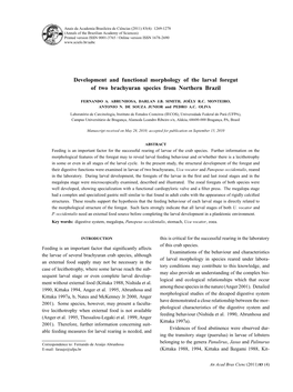 Development and Functional Morphology of the Larval Foregut of Two Brachyuran Species from Northern Brazil