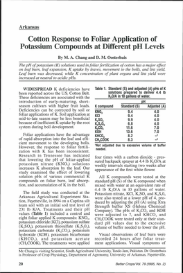 Cotton Response to Foliar Application of Potassium Compounds at Different Ph Levels