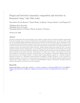 Fungal and Bacterial Community Composition and Structure In