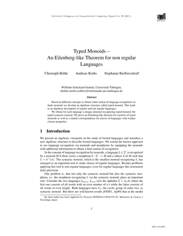 Typed Monoids – an Eilenberg-Like Theorem for Non Regular Languages