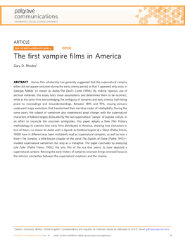 The First Vampire Films in America