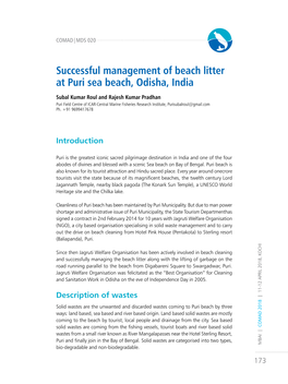 Successful Management of Beach Litter at Puri Sea Beach, Odisha, India