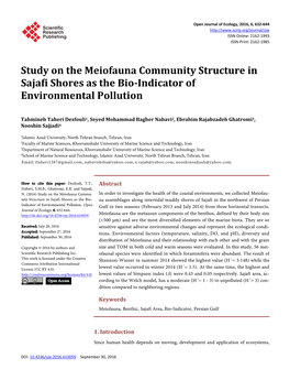 Study on the Meiofauna Community Structure in Sajafi Shores As the Bio-Indicator of Environmental Pollution