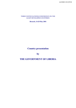 Country Presentation by the GOVERNMENT of LIBERIA