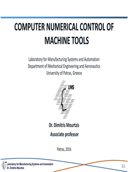 Computer Numerical Control of Machine Tools Computer