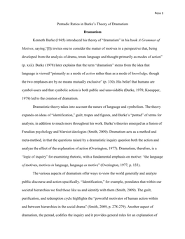 Pentadic Ratios in Burke's Theory of Dramatism Dramatism Kenneth Burke