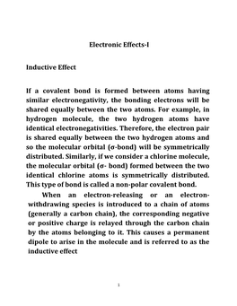 Electronic Effects-I Inductive Effect If a Covalent Bond Is Formed Between