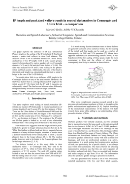 IP Length and Peak (And Valley) Trends in Neutral Declaratives in Connaught and Ulster Irish – a Comparison