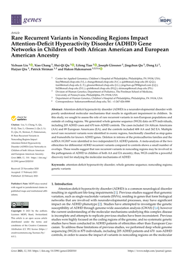 ADHD) Gene Networks in Children of Both African American and European American Ancestry