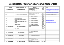 Archdiocese of Bulawayo Pastoral Directory 2020