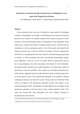 Quantitative Assessment of Social Forestry in Bangladesh