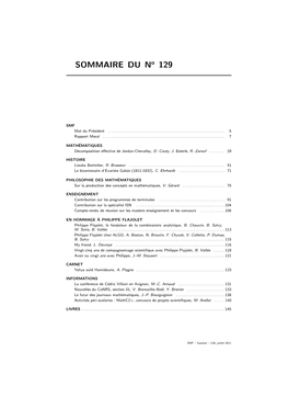 SOMMAIRE DU No 129