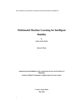 Multimodal Machine Learning for Intelligent Mobility