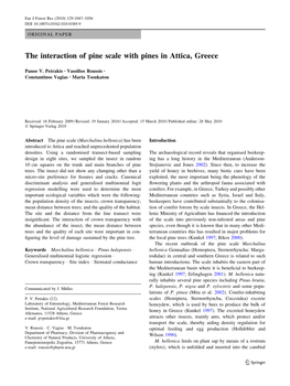The Interaction of Pine Scale with Pines in Attica, Greece
