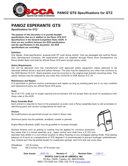 Panoz GTS Specs