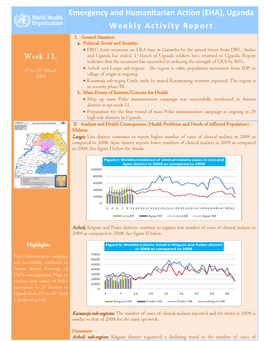 Emergency and Humanitarian Action (EHA), Uganda Weekly Activity Report