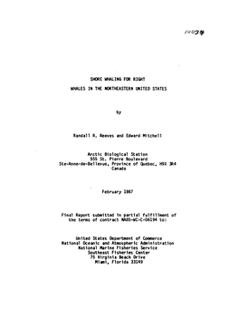 Shore Whaling for Right Whales in the Northeastern United States