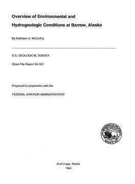 Overview of Environmental and Hydrogeologic Conditions at Barrow, Alaska