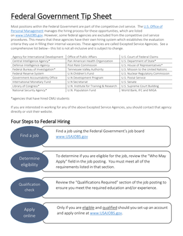 Federal Government Tip Sheet