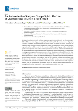 An Authentication Study on Grappa Spirit: the Use of Chemometrics to Detect a Food Fraud