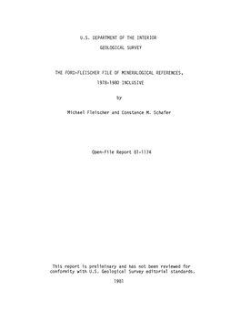 By Michael Fleischer and Constance M. Schafer Open-File Report 81