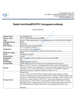 Rabbit Anti-Ranbp3/FITC Conjugated Antibody
