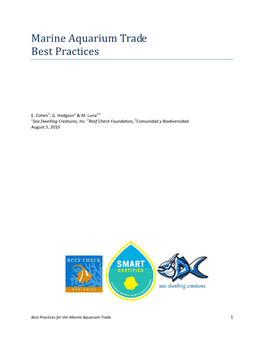 Best Practices for the Marine Aquarium Trade 1