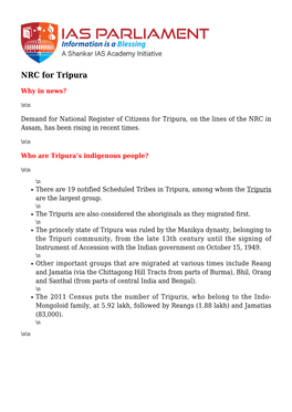 NRC for Tripura