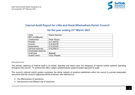 Internal Audit Report for Little and Great Whelnetham Parish Council for the Year Ending 31St March 2021