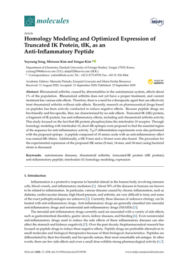 Homology Modeling and Optimized Expression of Truncated IK Protein, Tik, As an Anti-Inﬂammatory Peptide