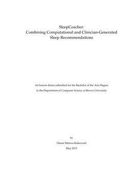 Sleepcoacher: Combining Computational and Clinician-Generated Sleep Recommendations