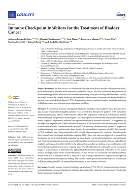 Immune Checkpoint Inhibitors for the Treatment of Bladder Cancer