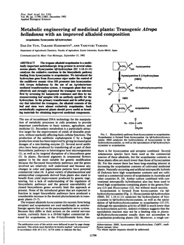 Metabolic Engineering of Medicinal Plants