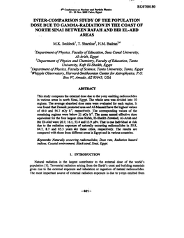 Inter-Comparison Study of the Population Dose Due to Gamma-Radiation in the Coast of North Sinai Between Rafah and Sir El-Abd Areas